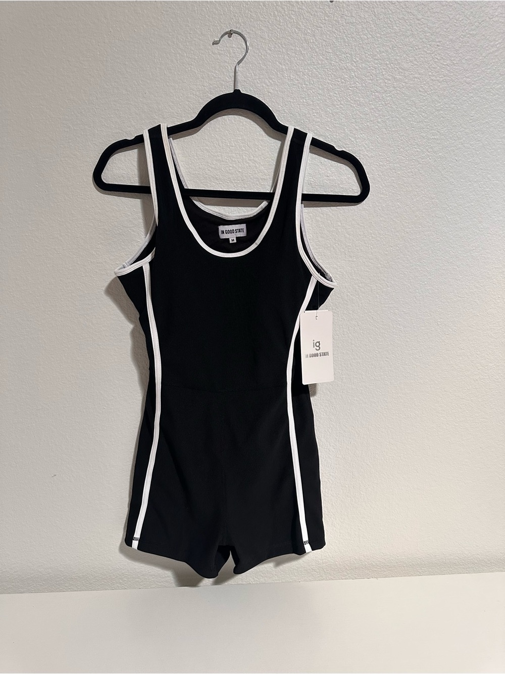 Black & White Women’s Athletic One-Piece Bodysuit